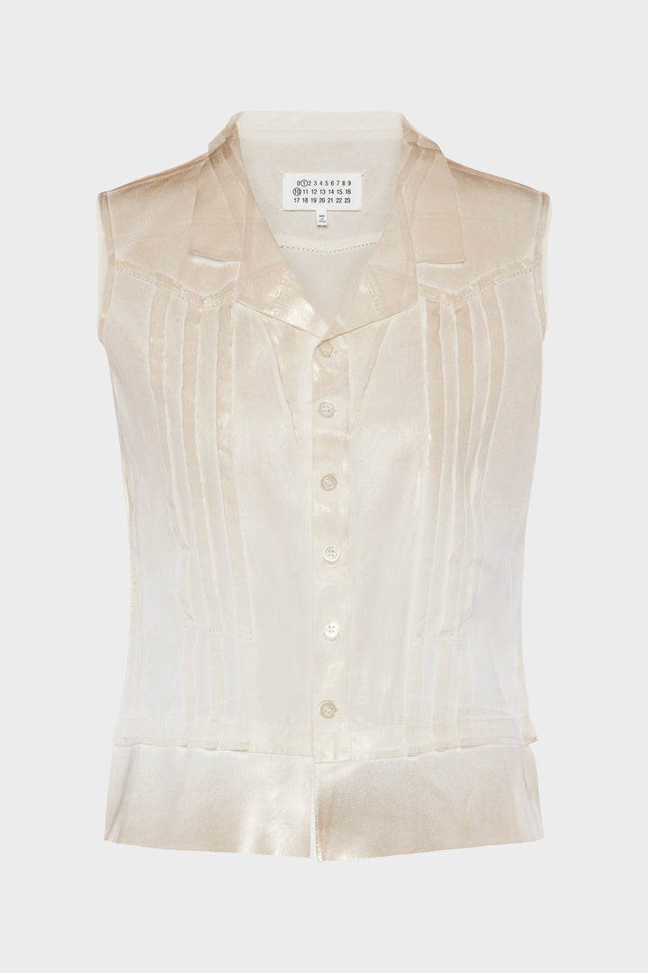 Foil-treated sleeveless shirt