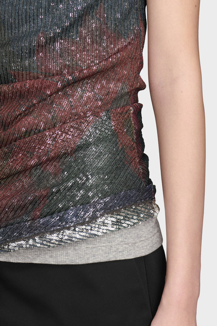 Printed Draped Top