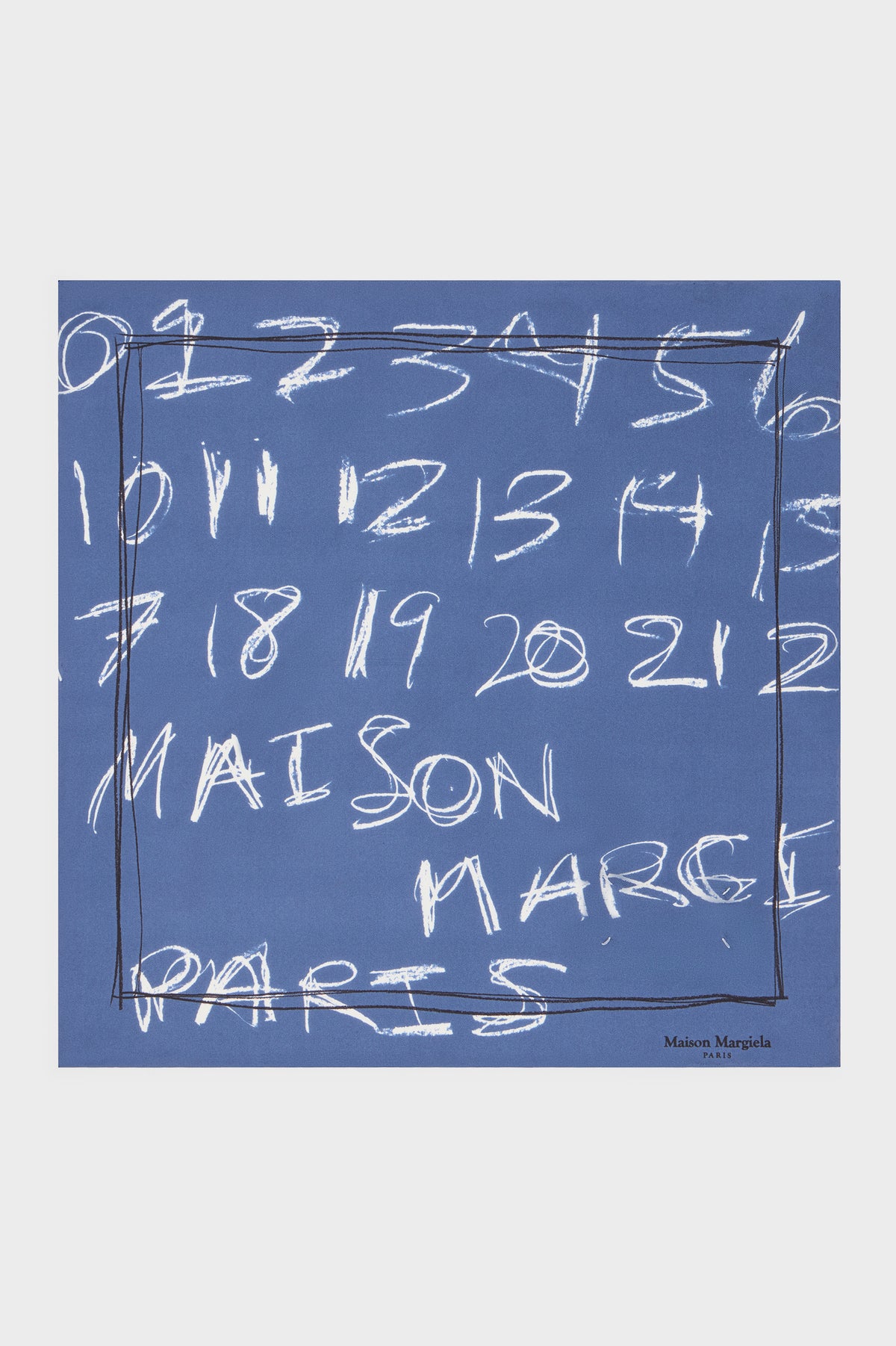 Scribbled Numerical silk foulard