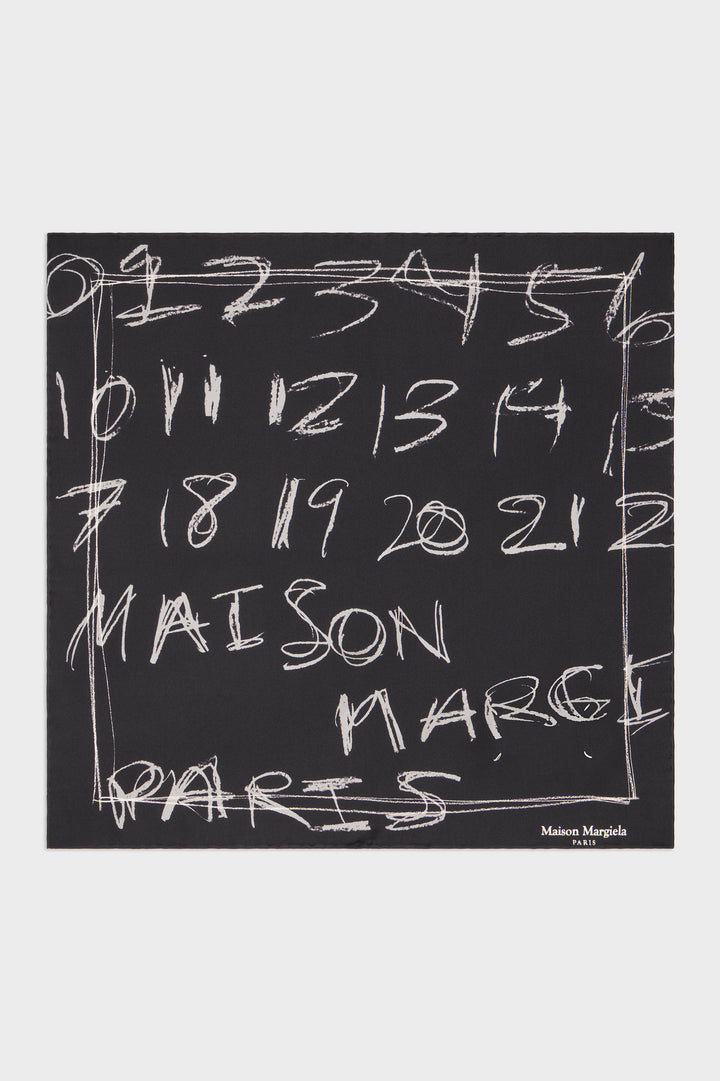 Scribbled Numerical silk foulard