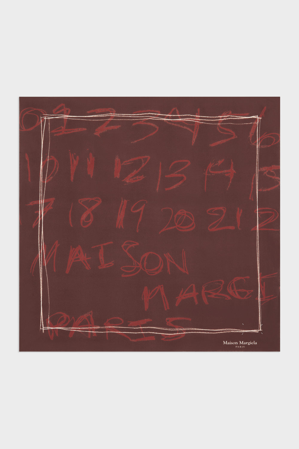 Maison Margiela Scribbled Numerical silk foulard