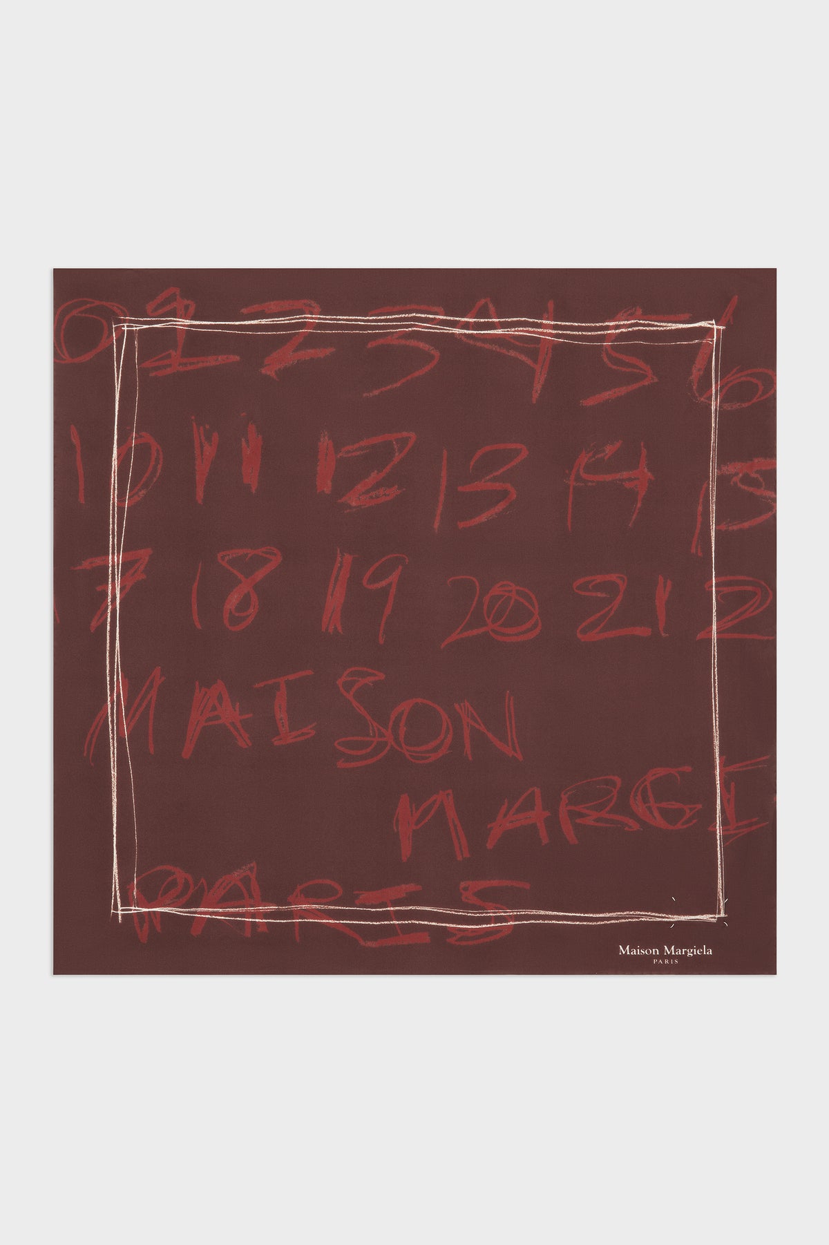 Scribbled Numerical silk foulard