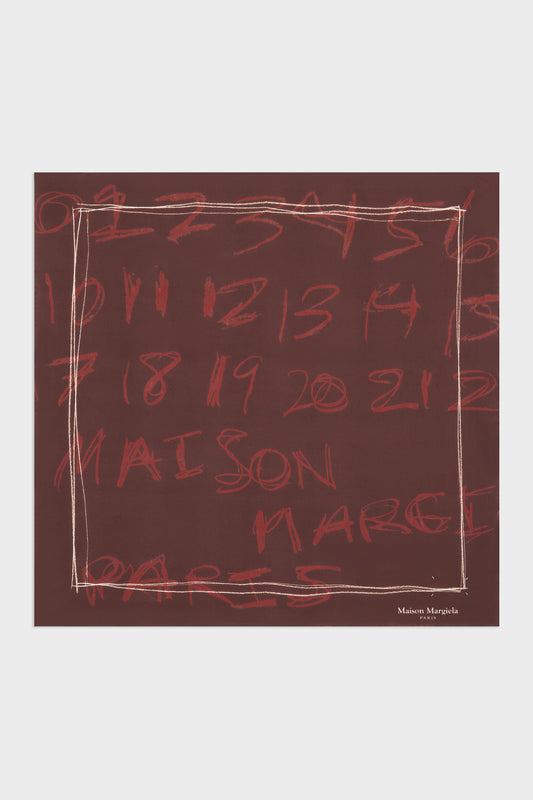 Maison Margiela Scribbled Numerical silk foulard