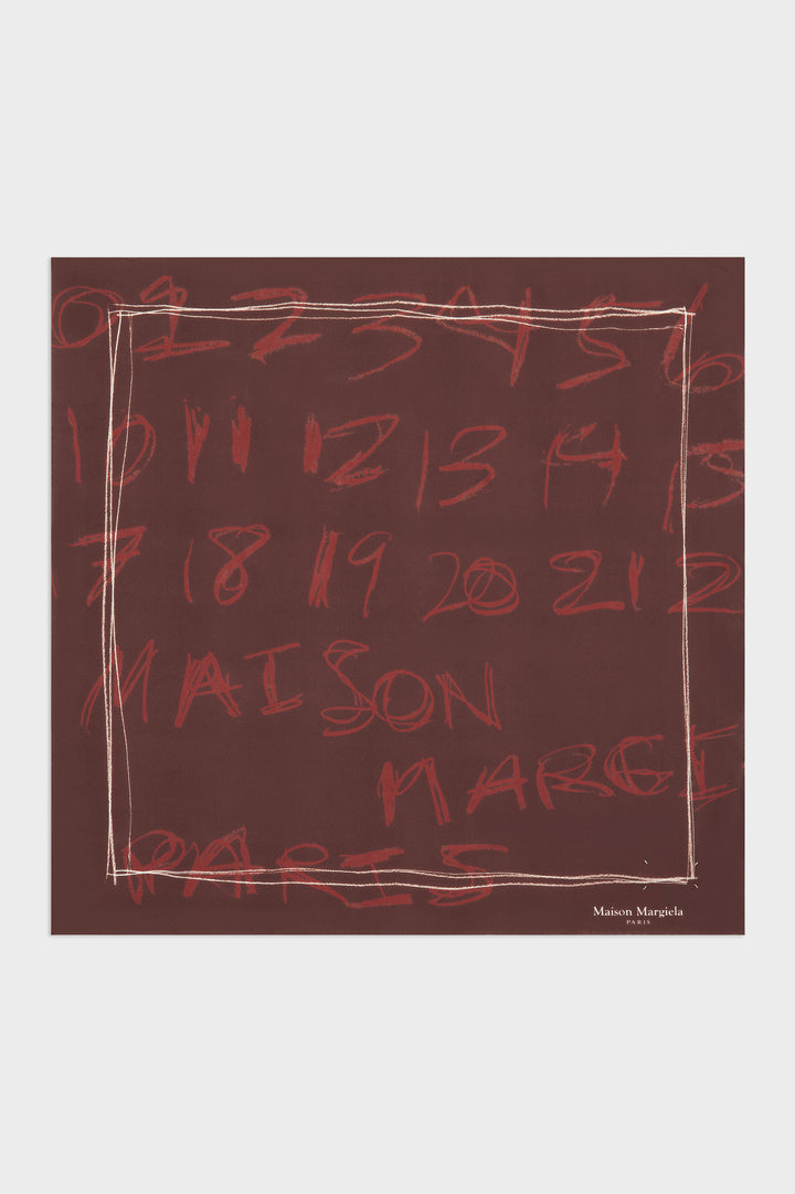 Scribbled Numerical silk foulard