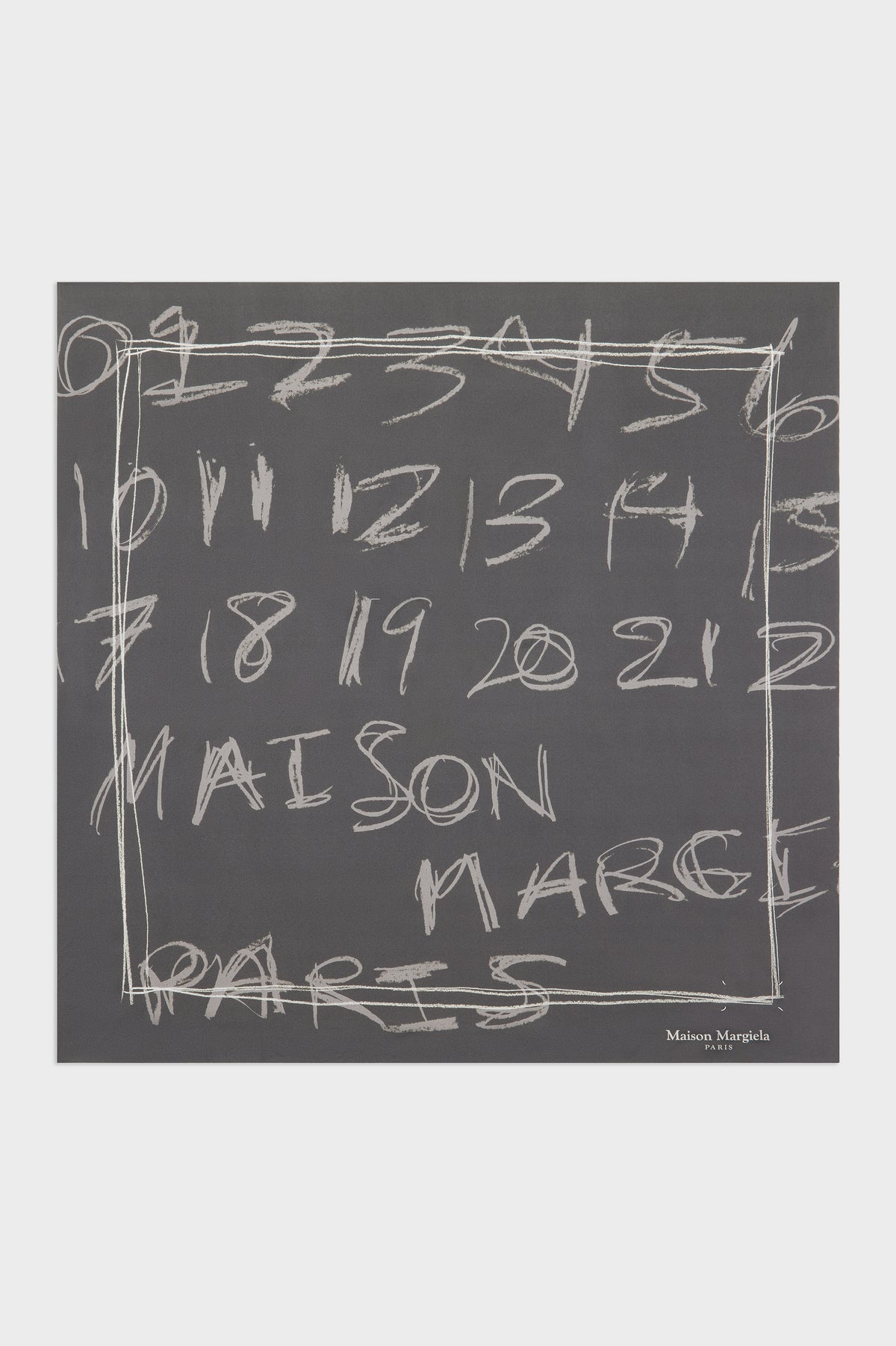 Scribbled Numerical silk foulard