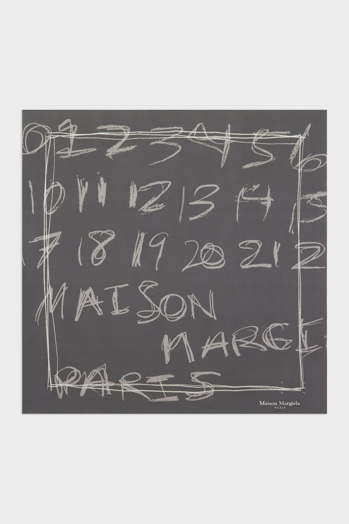 Scribbled Numerical silk foulard