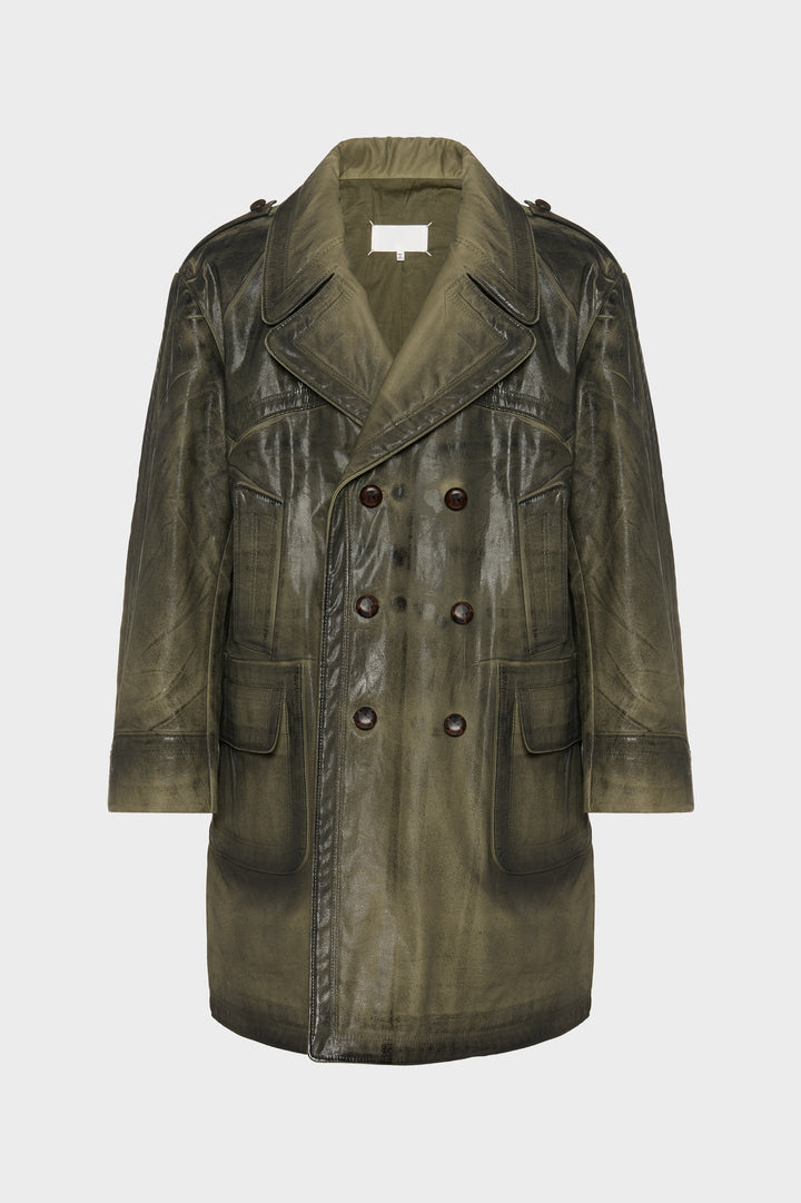 Foil-print caban coat