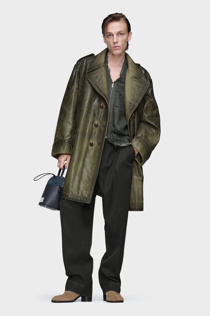 Foil-print caban coat