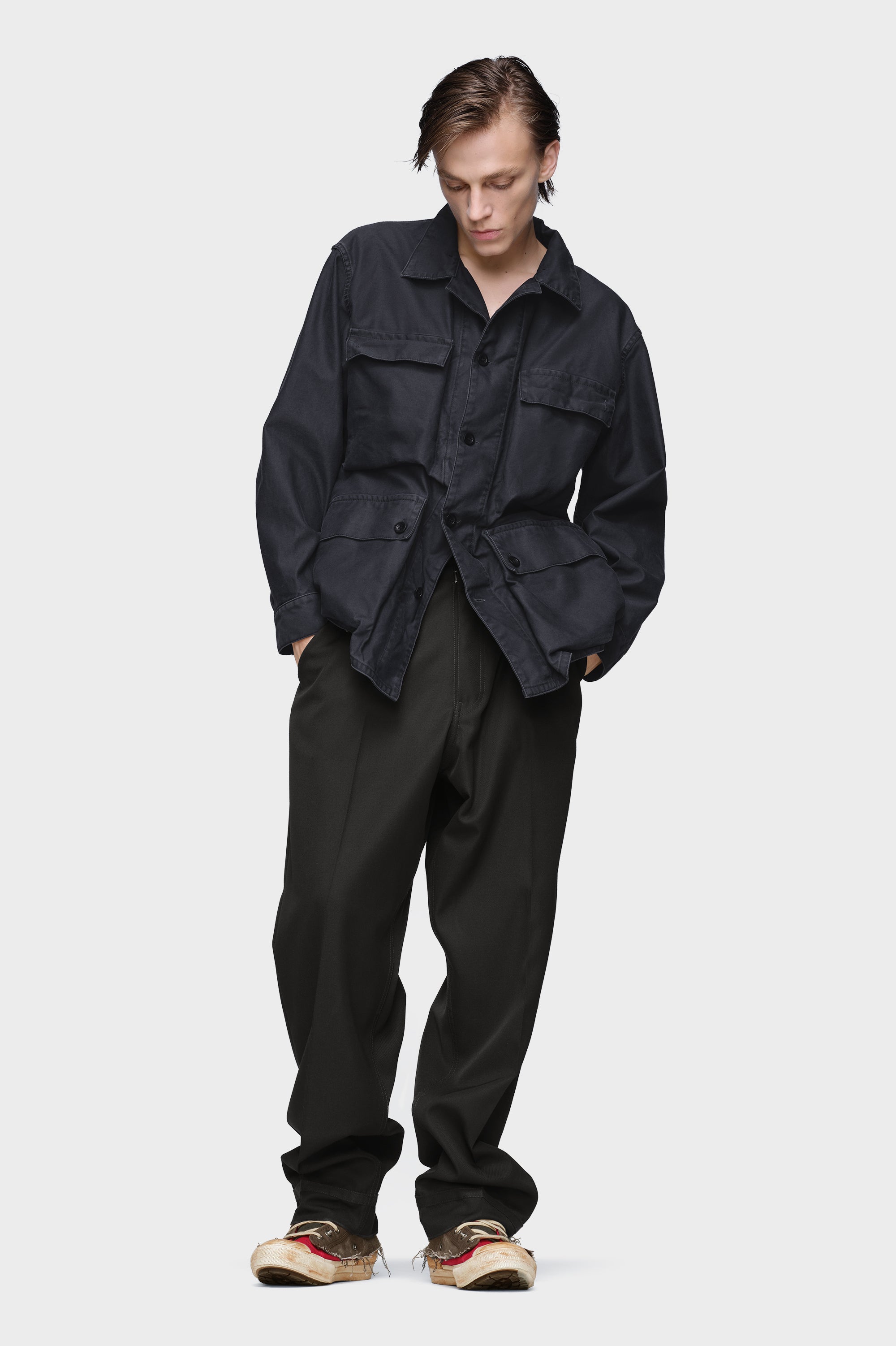 トップス maison martin Margiela Designer Black Cotton caban jacket | Shop Online | Maison Margiela