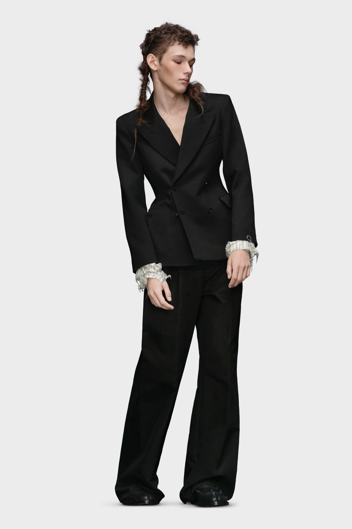 Wool couture waist suit jacket