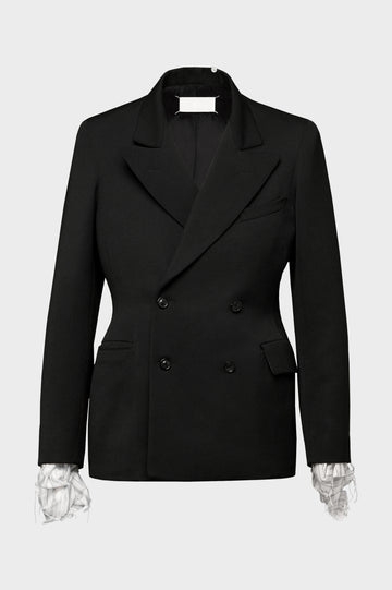 Wool couture waist suit jacket