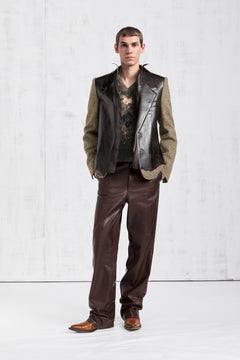 Leather Fused Herringbone Blazer