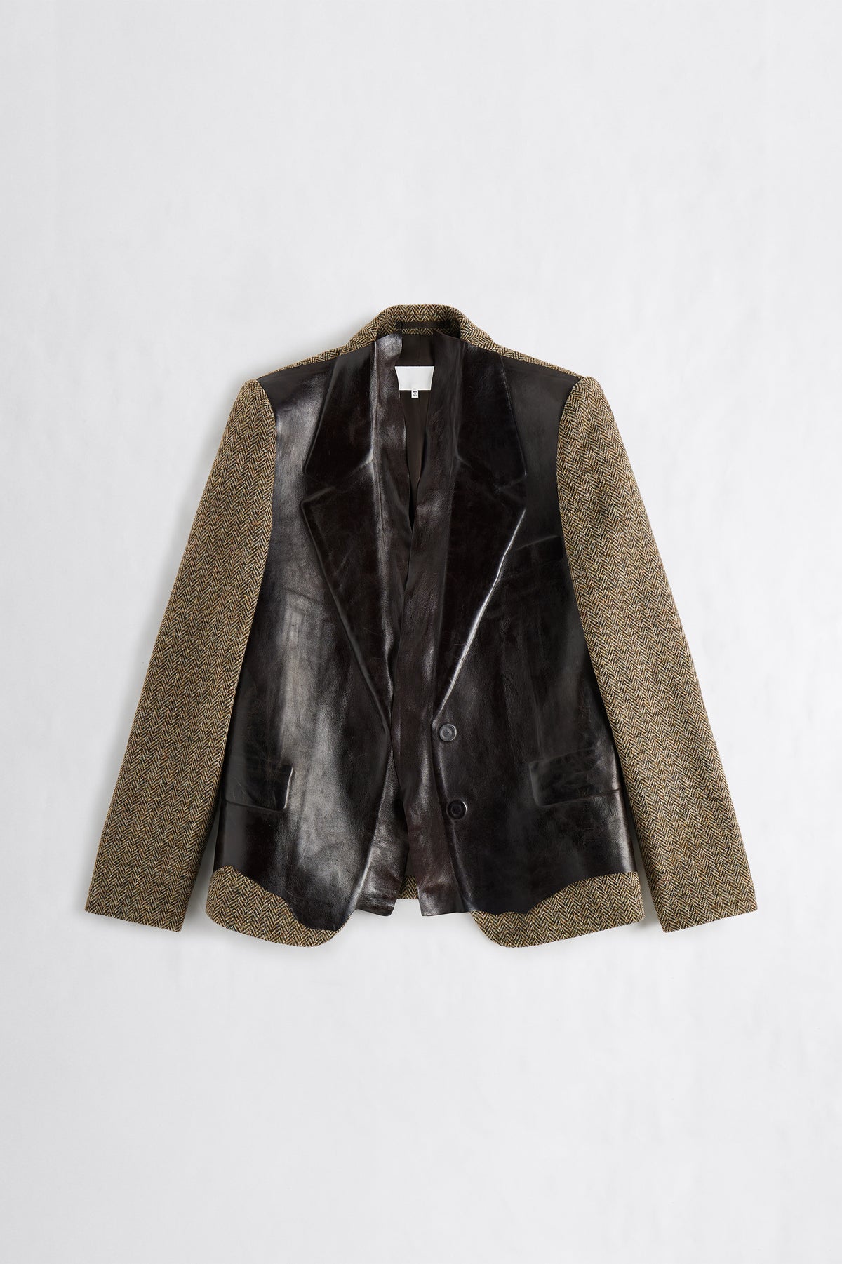 Leather Fused Herringbone Blazer