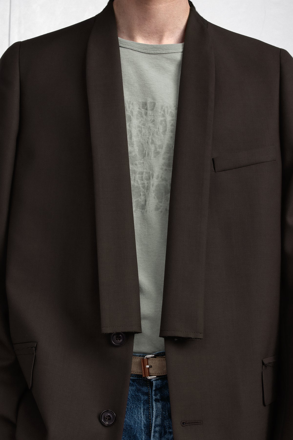 Minimal Collar Wool Blazer