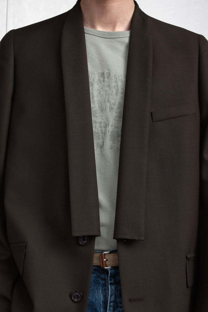Minimal Collar Wool Blazer
