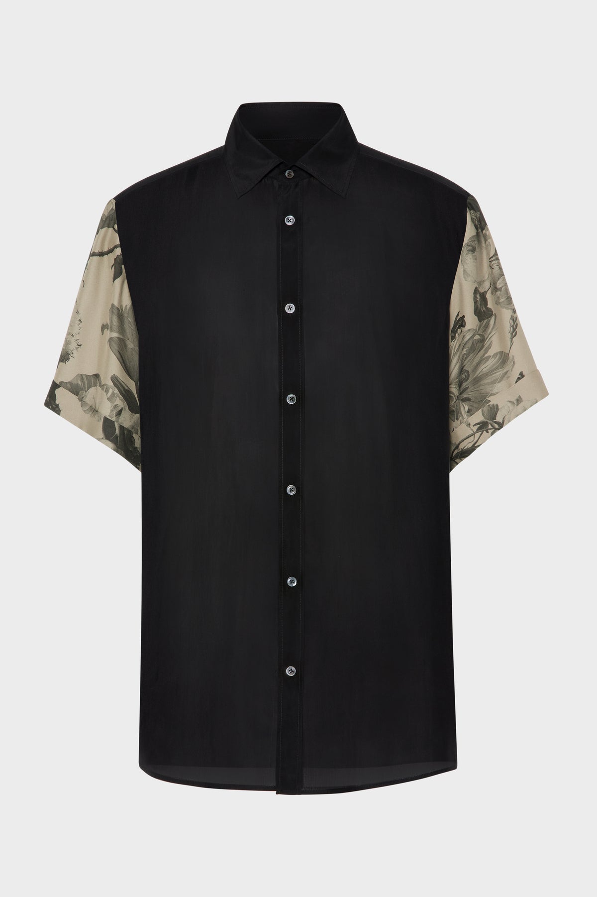 Floral Sleeve Silk Shirt