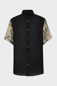 Floral Sleeve Silk Shirt