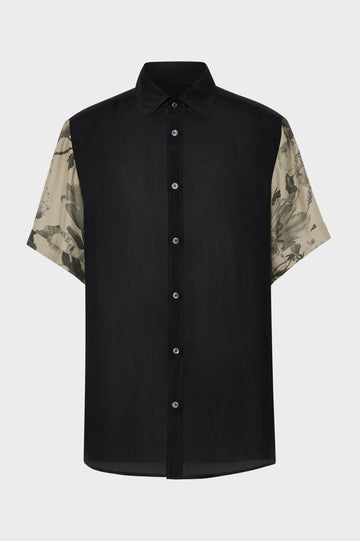 Floral Sleeve Silk Shirt