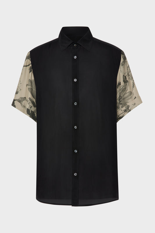 Maison Margiela Floral Sleeve Silk Shirt