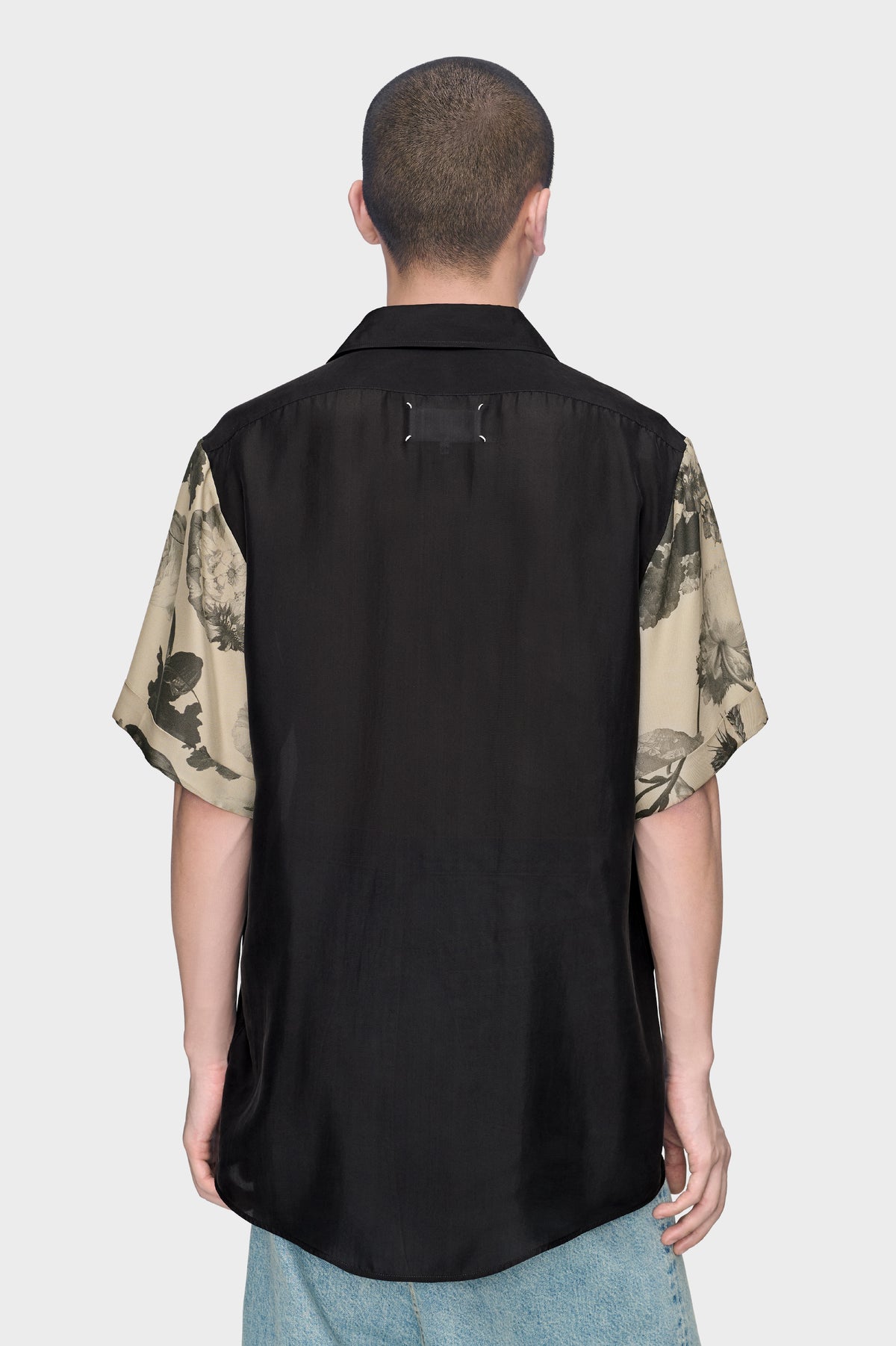 Floral Sleeve Silk Shirt