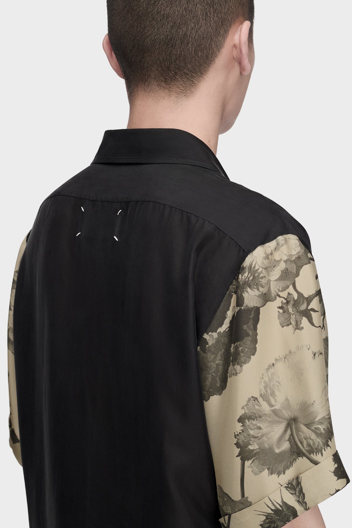 Floral Sleeve Silk Shirt