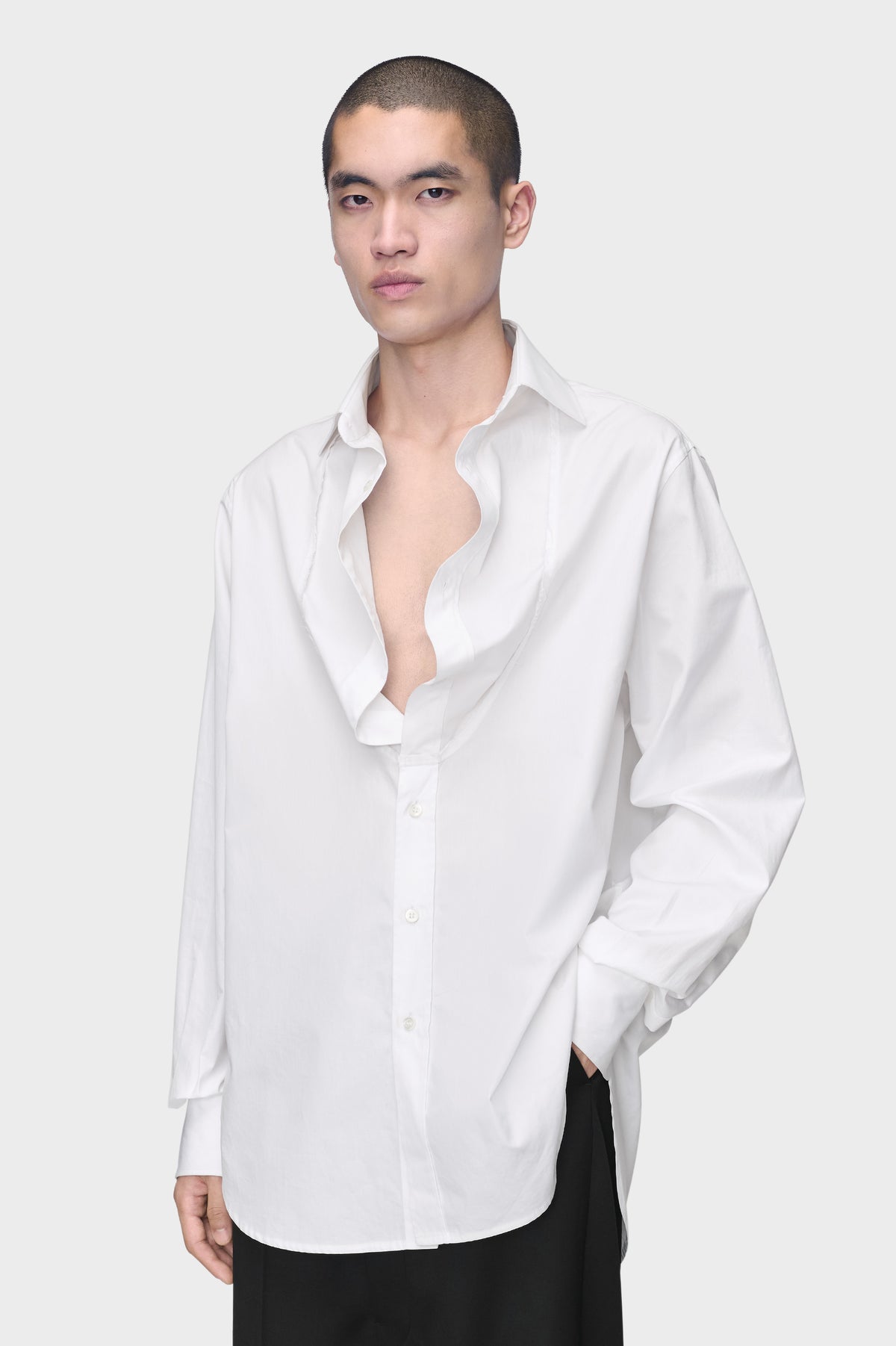 Folded Collar Cotton Shirt