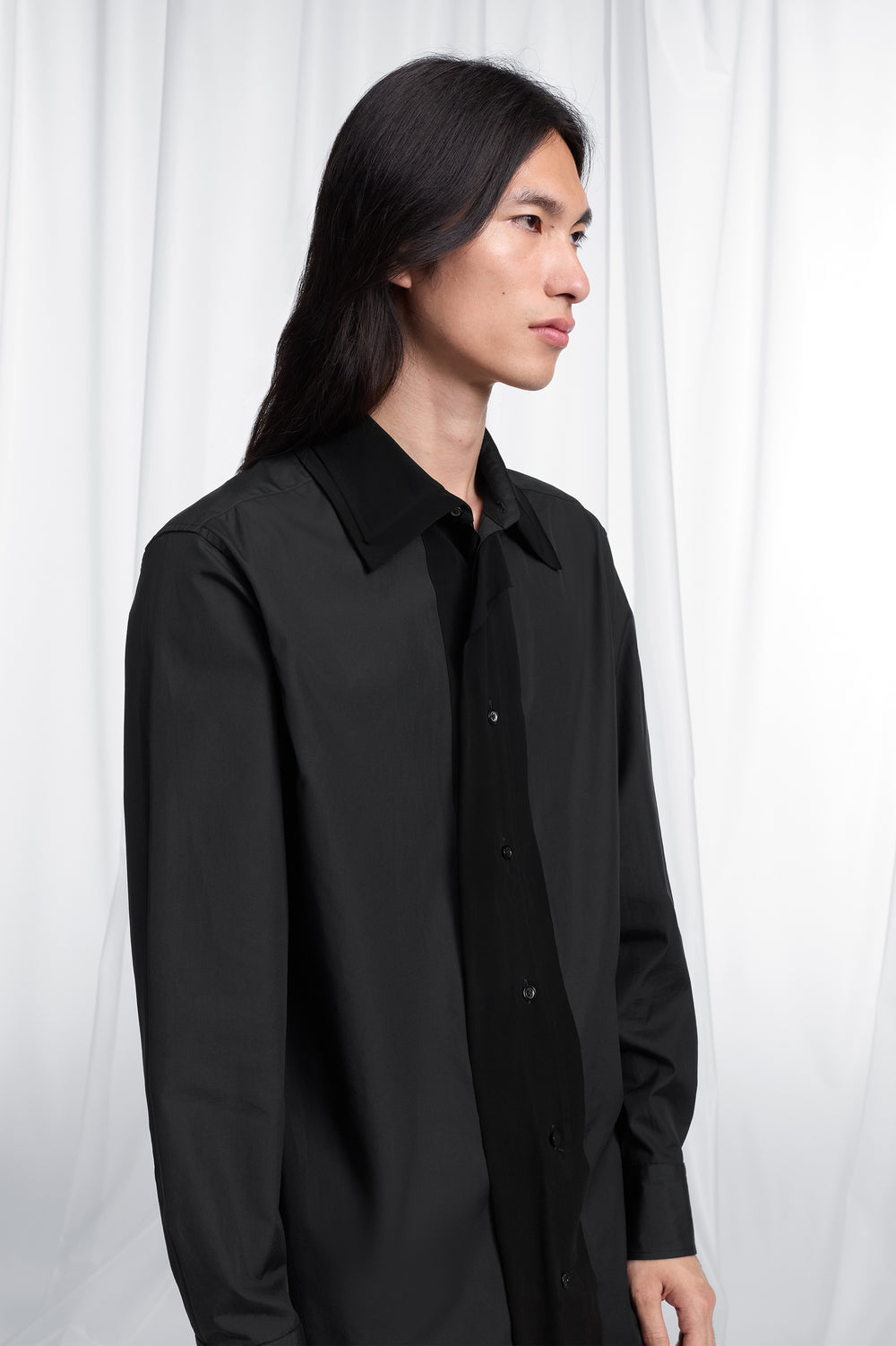 Maison Margiela Fusion Velvet Placket Cotton Shirt