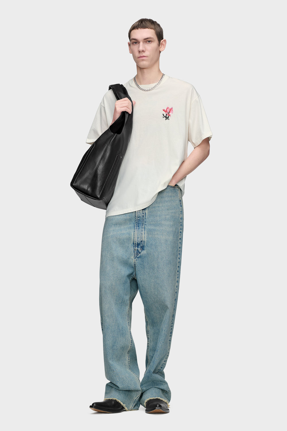 Maison Margiela Floral MM Embroidered Cotton T-Shirt