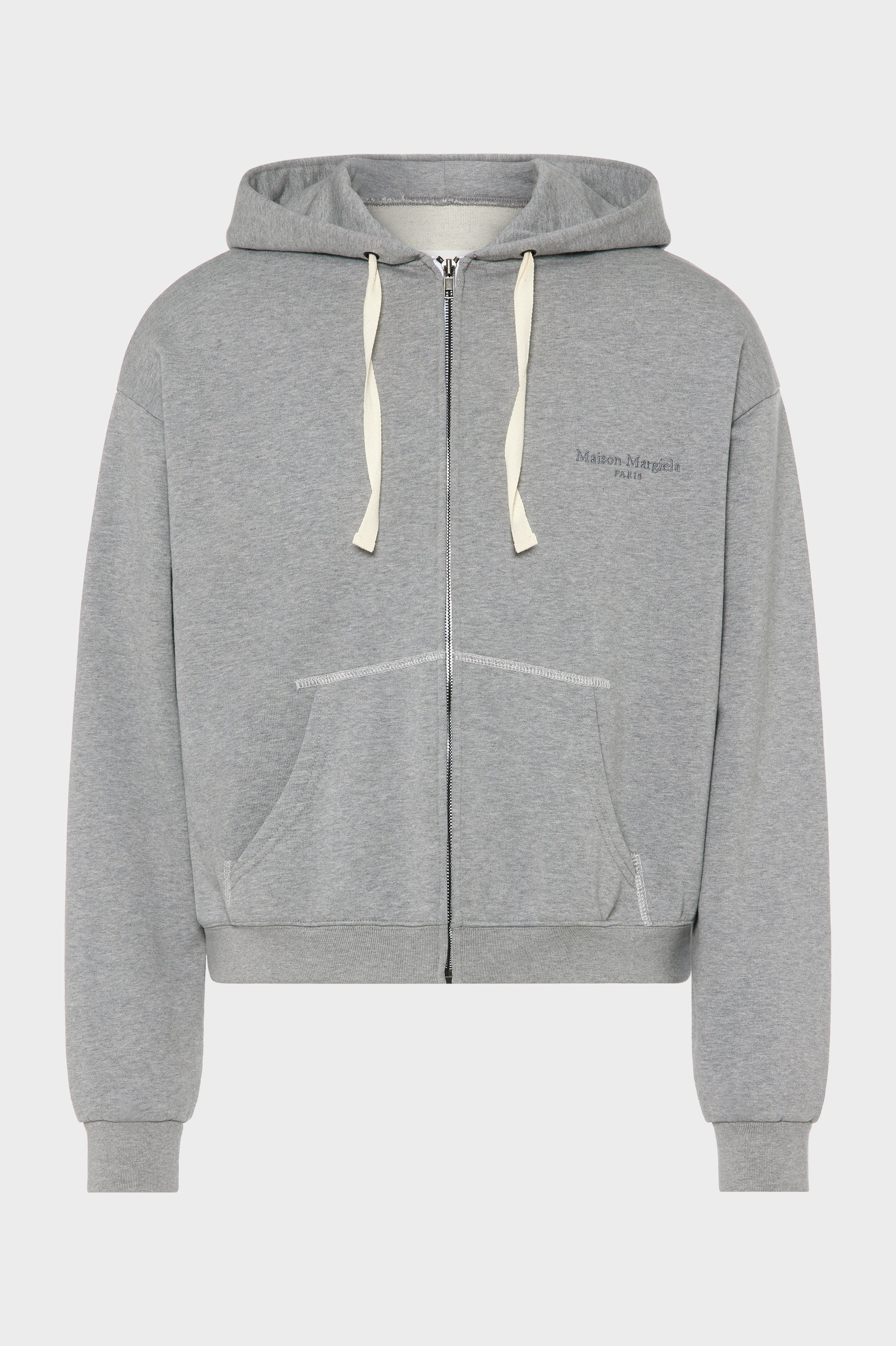 Designer Grey Zipped Hooded Sweatshirt | Shop Online | Maison Margiela