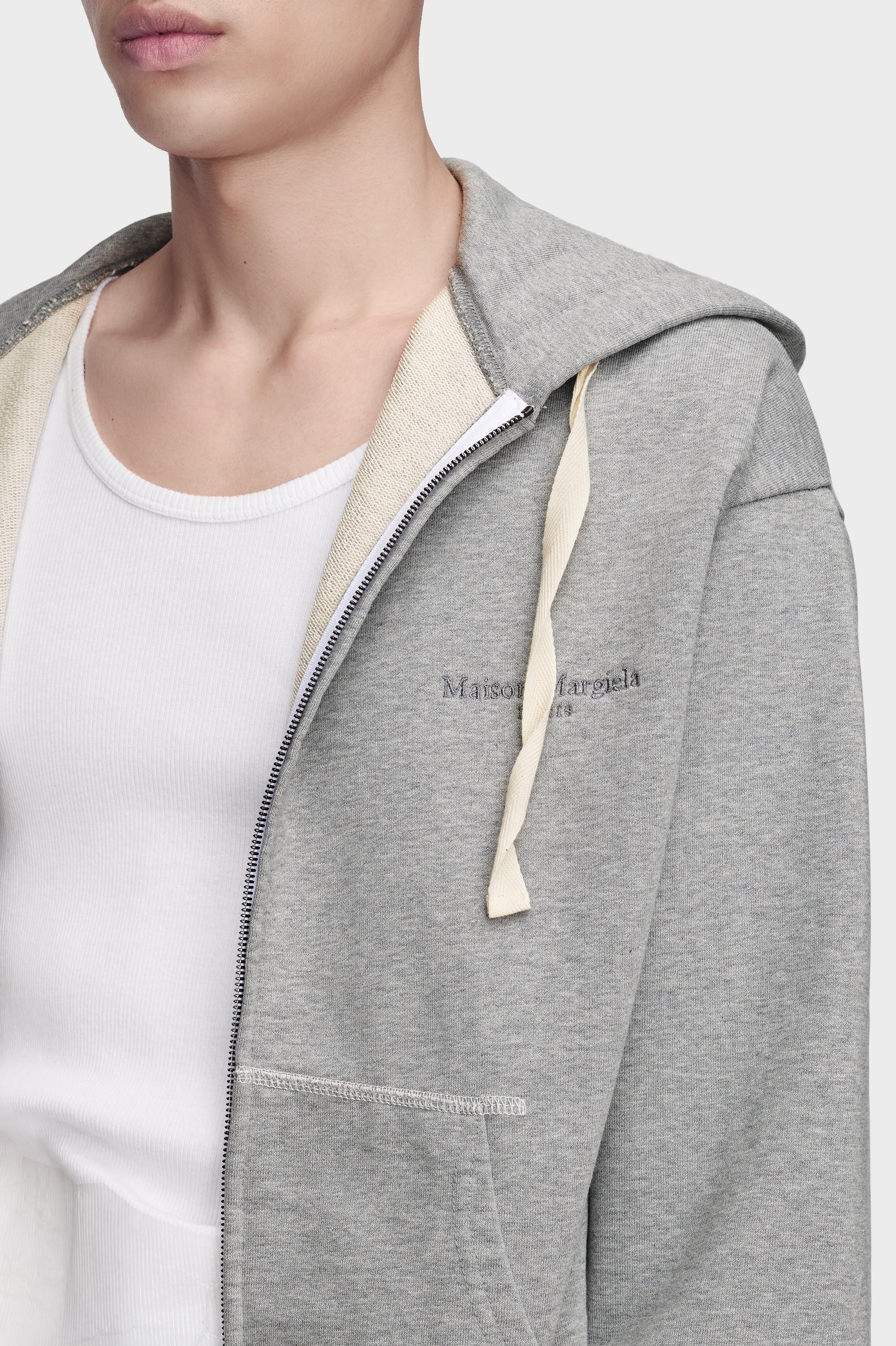 Designer Grey Zipped Hooded Sweatshirt | Shop Online | Maison Margiela
