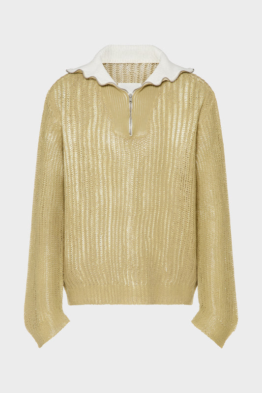Maison Margiela Zip-Neck Open-Knit Sweater