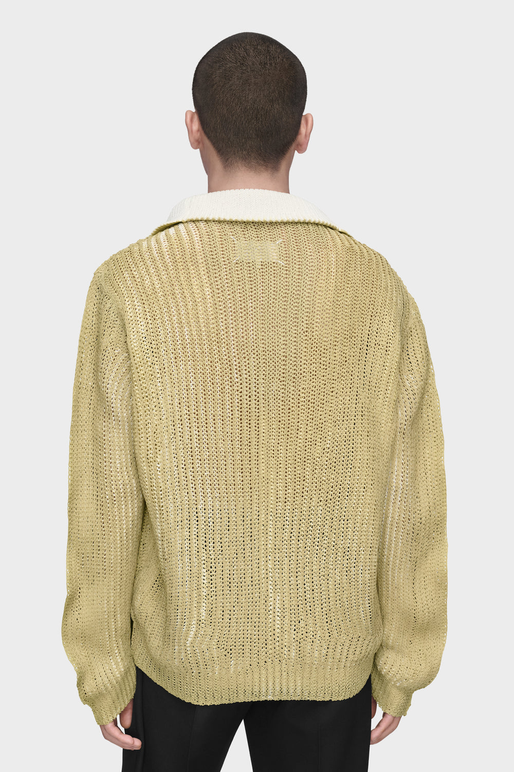 Maison Margiela Zip-Neck Open-Knit Sweater