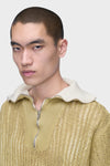 Maison Margiela Zip-Neck Open-Knit Sweater