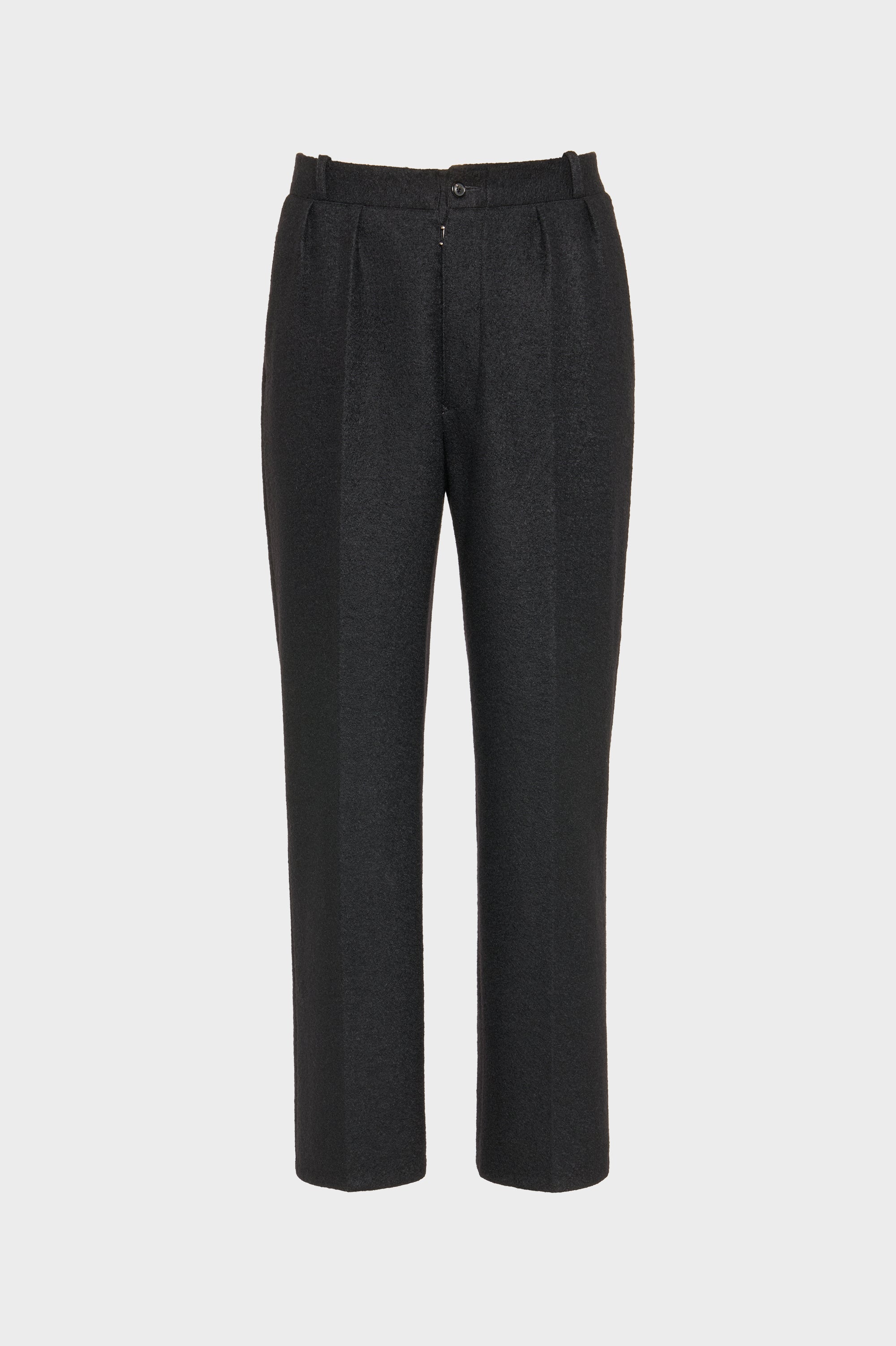 Designer Black Felted Wool Straight-Leg Trousers | Shop Online