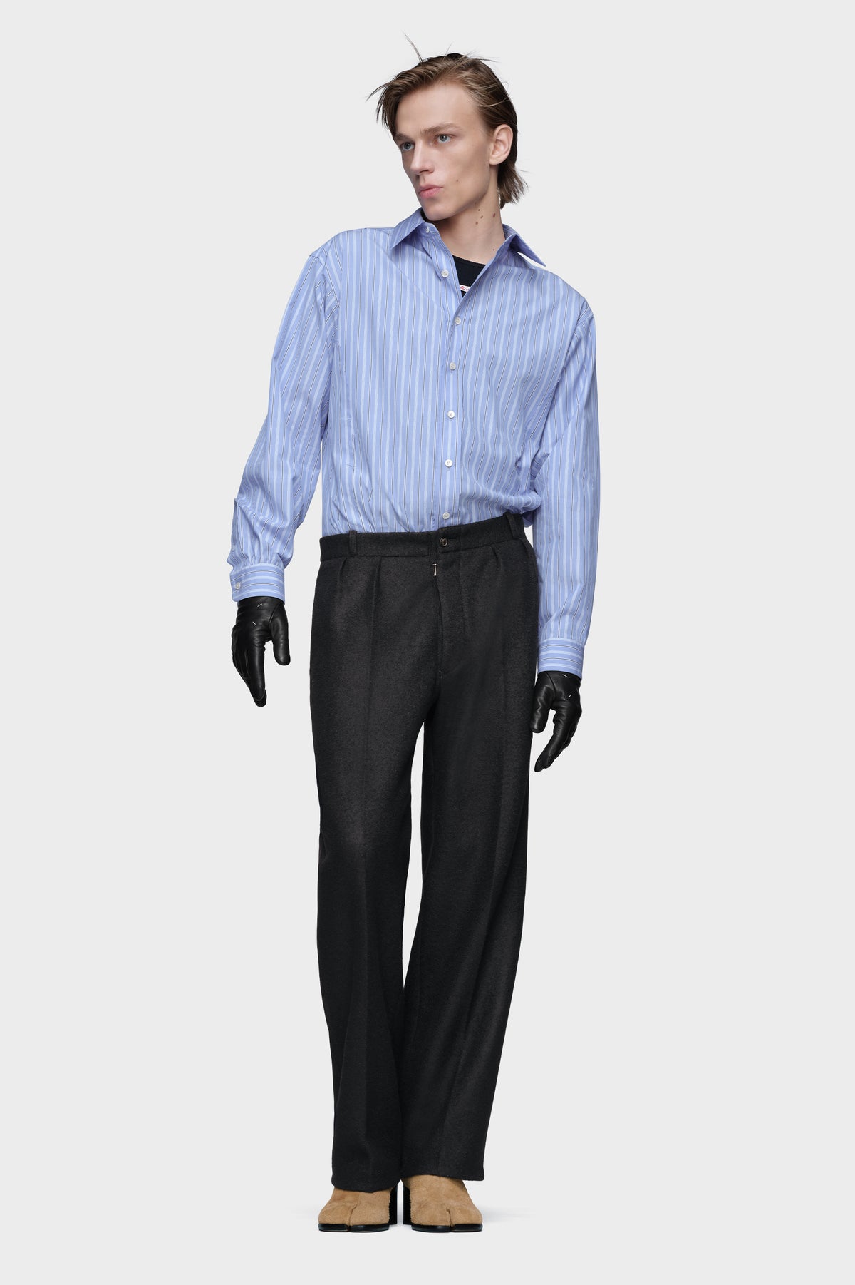 Felted Wool Straight-Leg Trousers