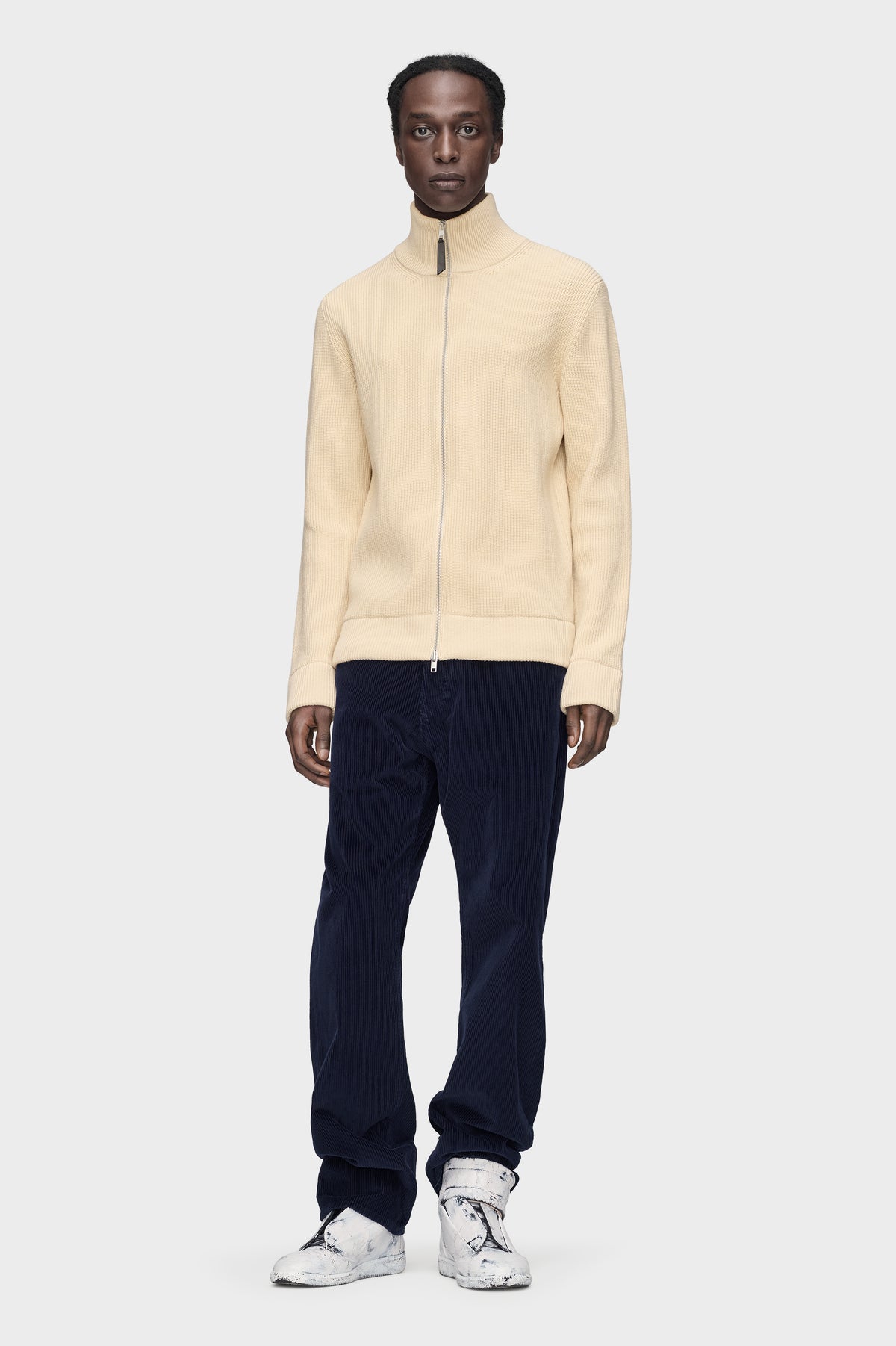 Knit zip-up cardigan