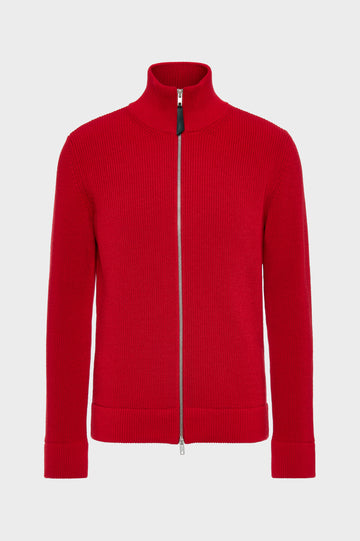 Knit zip-up cardigan