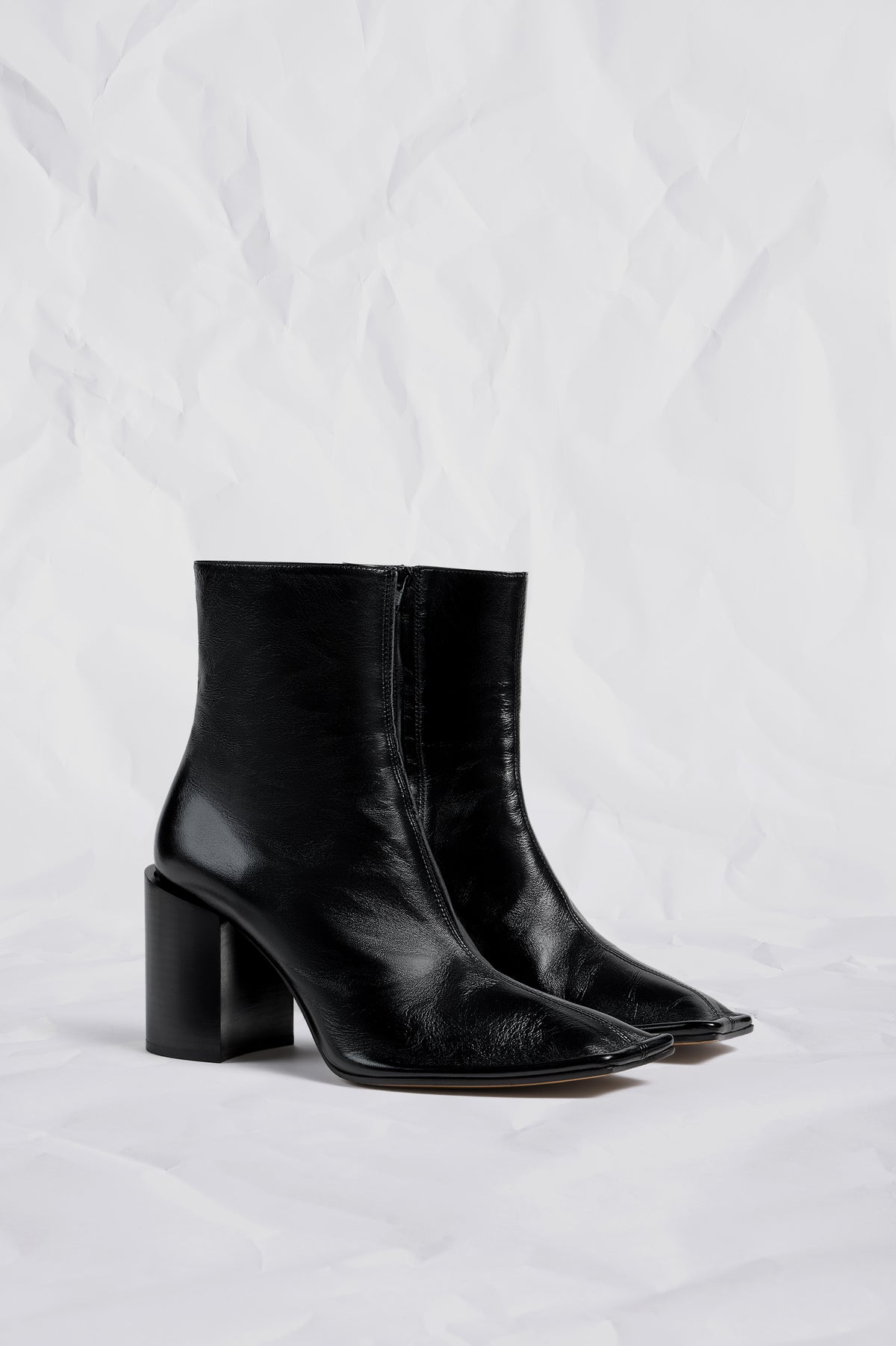 Shiny Soft Nappa Piped Ankle Boots