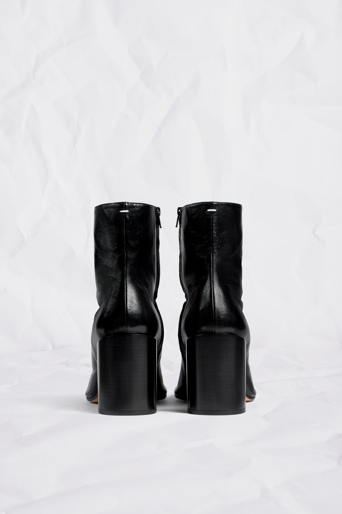 Shiny Soft Nappa Piped Ankle Boots