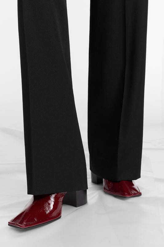 Maison Margiela Piped Ankle Boots Suede Patent Leather
