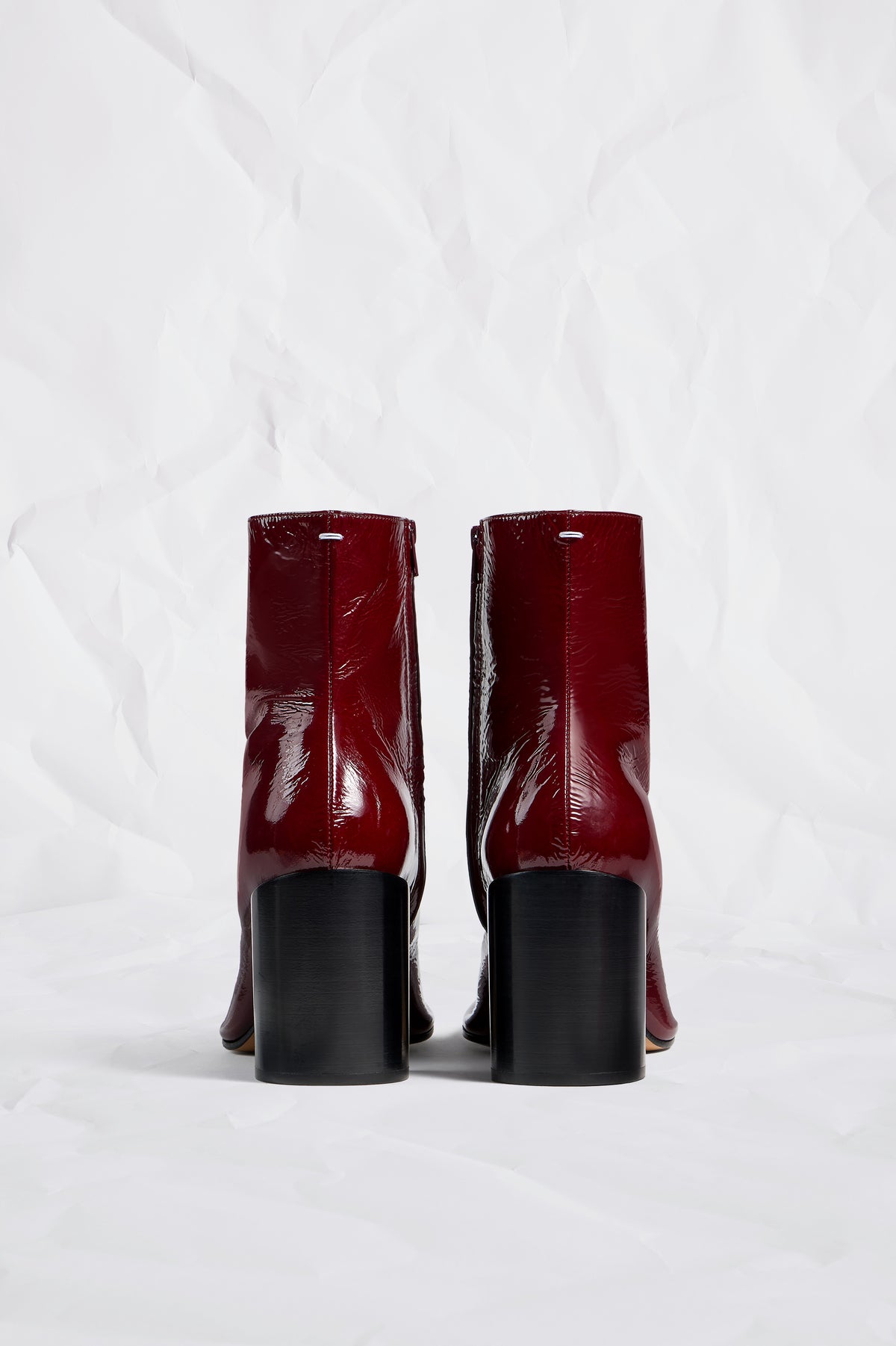 Piped Ankle Boots Suede Patent Leather