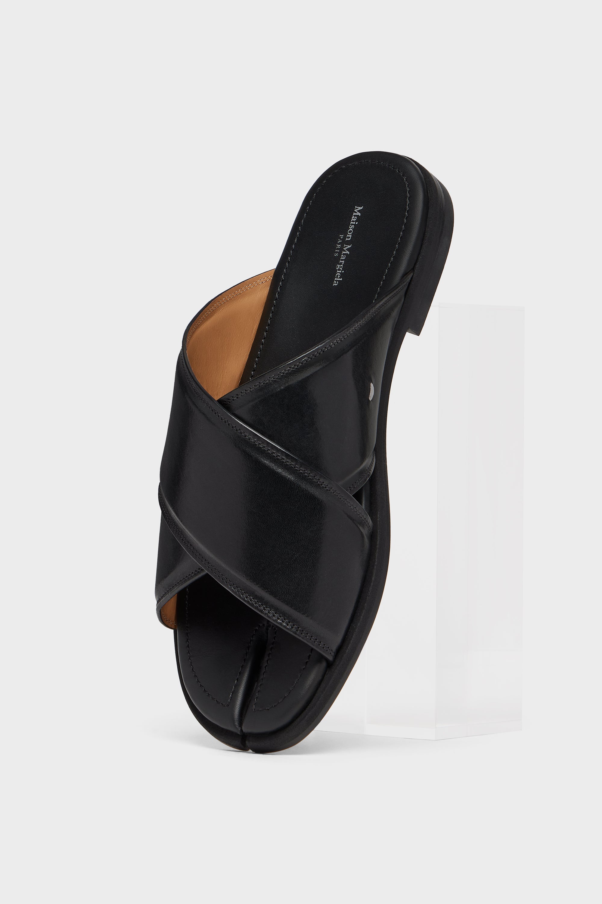 Designer Black Tabi Numbers Crossed Sandal | Shop Online | Maison