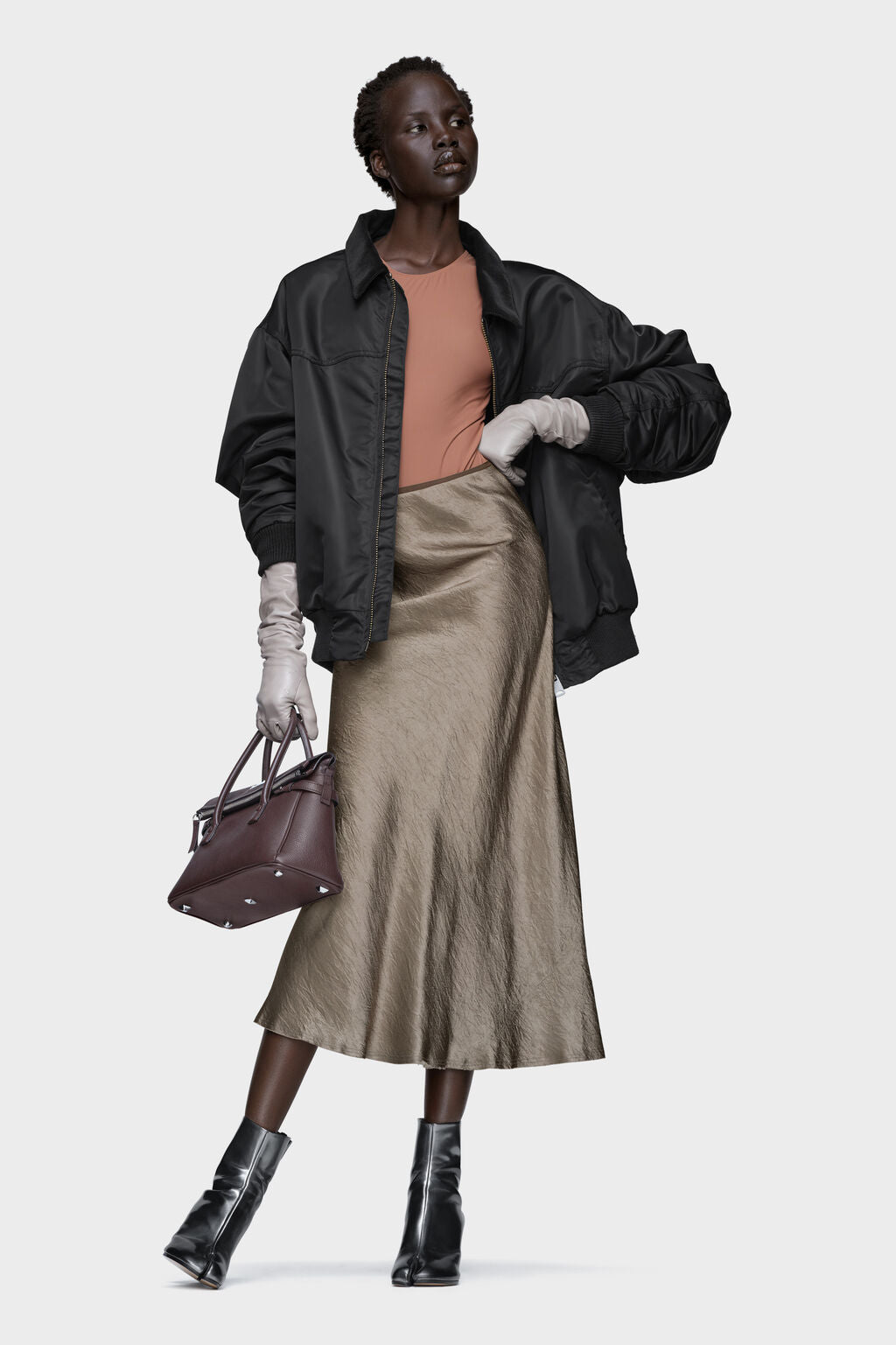 Satin midi skirt