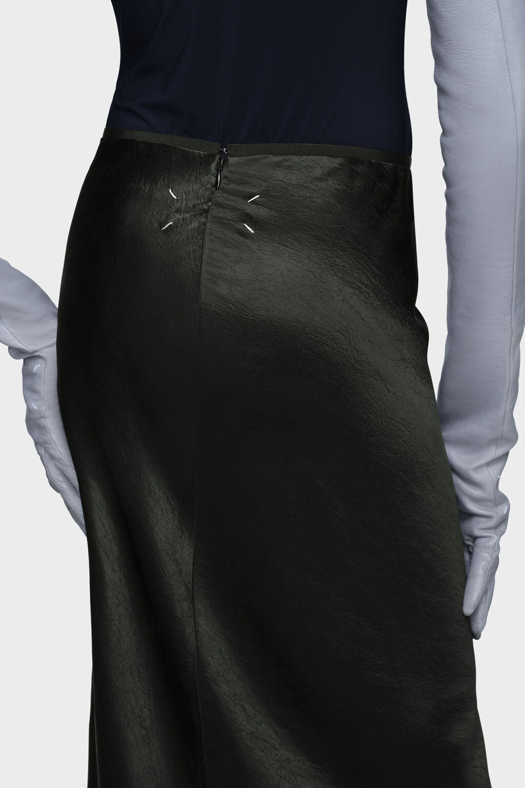 Satin midi skirt