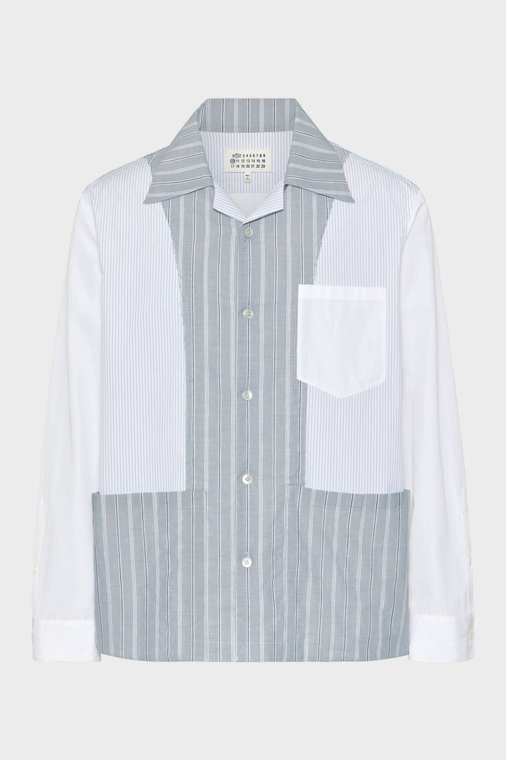 قميص patchwork pinstripe