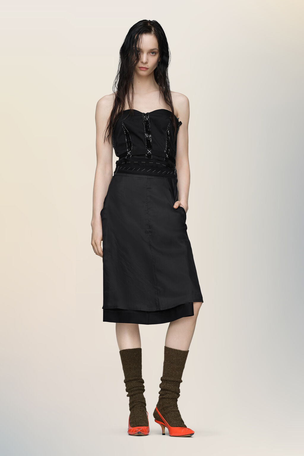 Strapless midi dress
