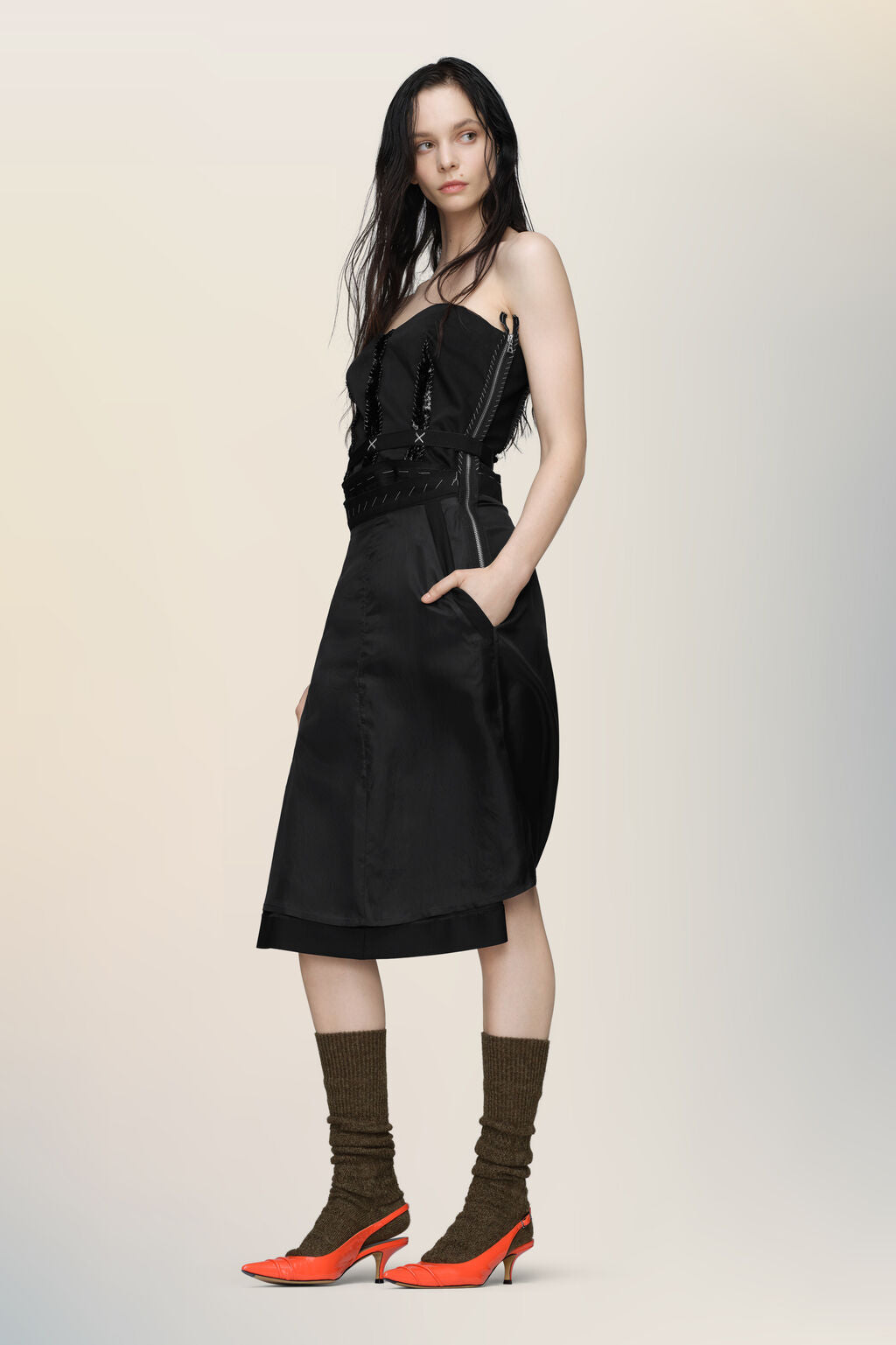 Strapless midi dress