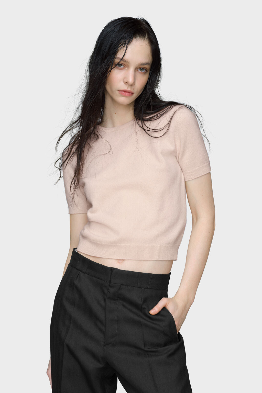 Designer Pale Pink Crewneck knit top | Shop Online | Maison Margiela