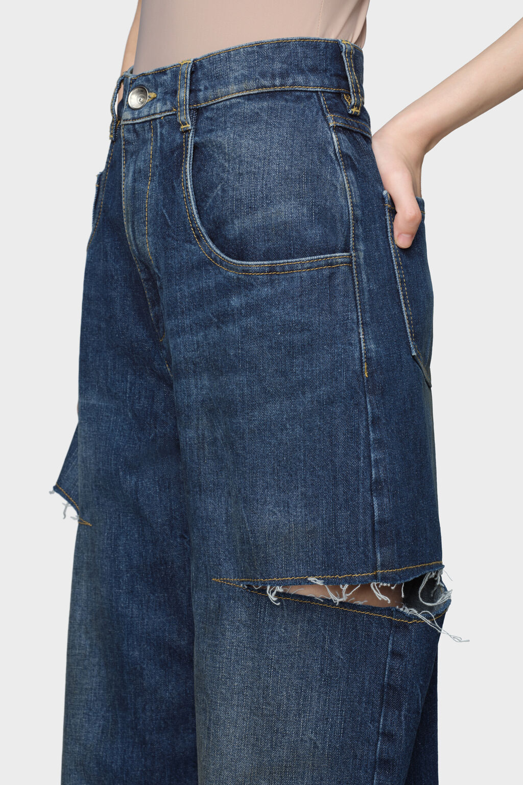 Designer BLUE Cut-out jeans | Shop Online | Maison Margiela