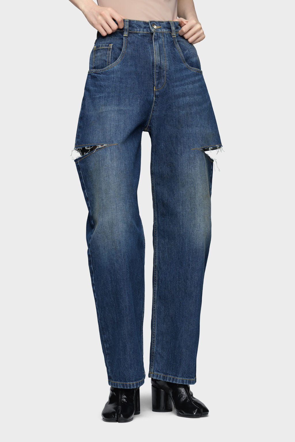 Designer BLUE Cut-out jeans | Shop Online | Maison Margiela